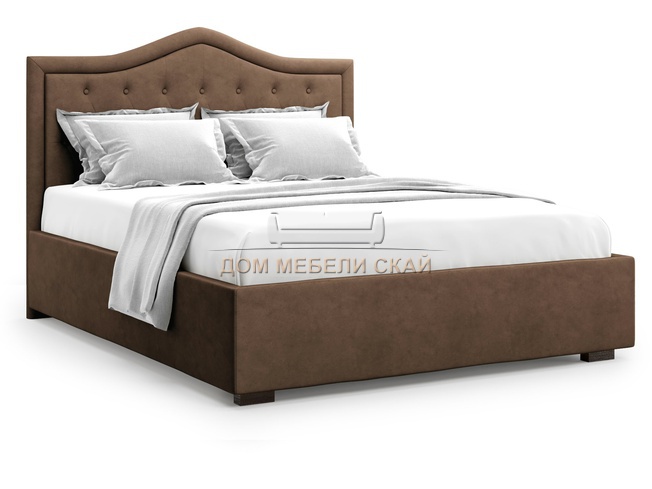 Кровать полутороспальная 140x200 Tibr с подъемным механизмом, шоколадный велюр velutto 23