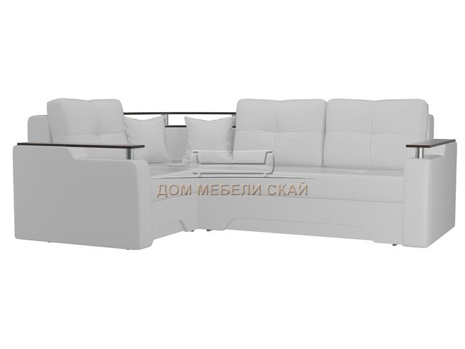 Угловой диван-кровать левый Комфорт, белый/экокожа