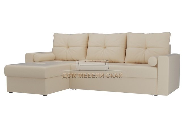 Угловой диван-кровать левый Верона, бежевый/экокожа