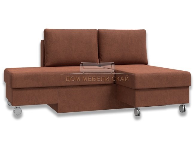 Угловой диван-кровать Лира трансформер, коричневый велюр