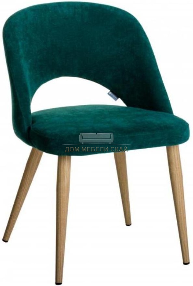 Стул-кресло Lars, микровельвет изумрудного цвета/натуральный дуб