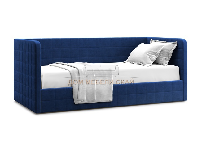 Кровать-кушетка мягкая Brenta 120x200 с ПМ, синий велюр velutto 26