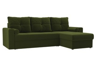 Угловой диван-кровать правый Верона, зеленый/микровельвет