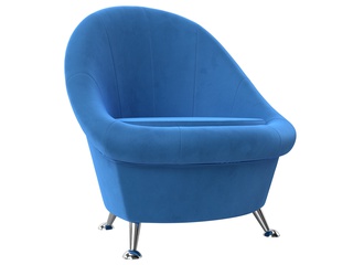 Кресло-банкетка, голубой велюр