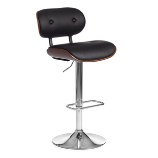 Барный стул DRAKAR mod.4050, экокожа черного цвета/орех/хром
