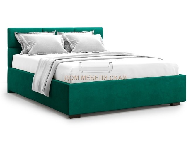 Кровать полутороспальная 140x200 Bolsena без подъемного механизма, зеленый велюр velutto 33