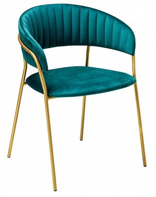 Стул-кресло Portman, бархат бирюзового цвета Aquamarin/золото