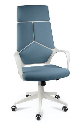 Кресло офисное IQ, white plastic/blue/белый пластик/голубая ткань