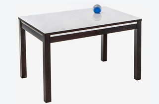 Стол обеденный раскладной TEMPO 120, стекло экстрабелое/венге