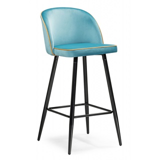 Барный стул Zefir, велюровый голубого цвета  tiffany