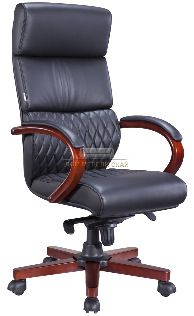 Кресло офисное President Wood, натуральная кожа черная