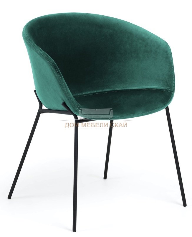 Стул-кресло Zadine, велюровый темно-зеленого цвета
