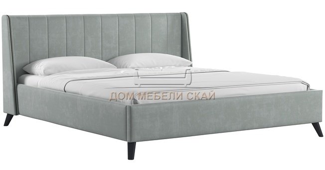 Кровать двуспальная Мелисса 180х200 с ПМ, тори 61 велюр серебристый серый