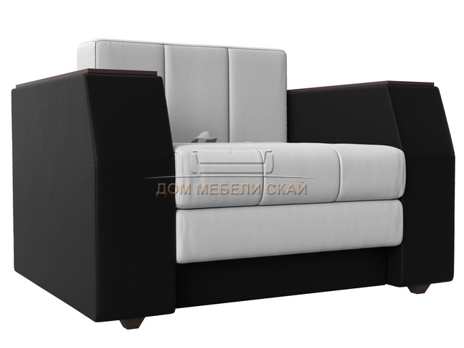 Кресло-кровать Атлантида, белое/черное/экокожа