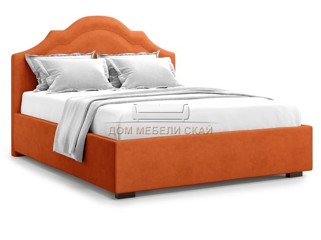 Кровать полутороспальная 140x200 Madzore без подъемного механизма, оранжевый велюр velutto 27