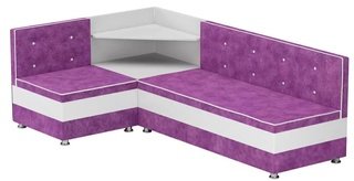 Кухонный угловой диван левый Милан, фиолетовый/белый/микровельвет