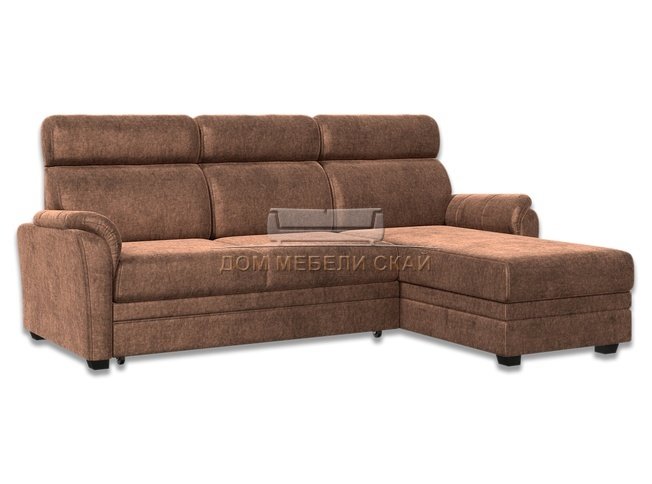 Угловой диван-кровать Омега 2-1, коричневый велюр/columbia