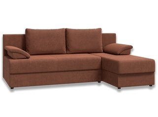 Угловой диван-кровать Лира без боковин, коричневый велюр