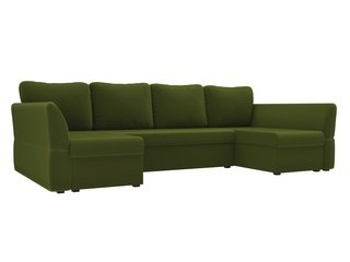 П-образный угловой диван Гесен, зеленый/микровельвет