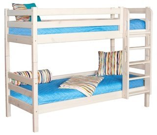 Двухъярусная кровать Соня с прямой лестницей, белый полупрозрачный