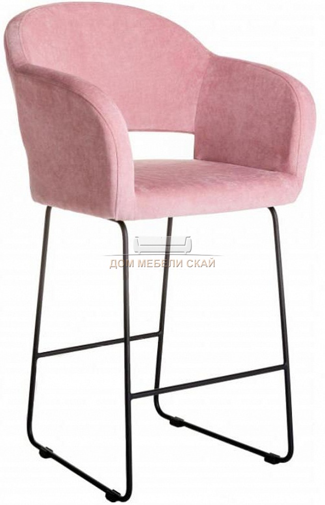 Кресло барное Oscar, велюровый розового цвета/линк черный