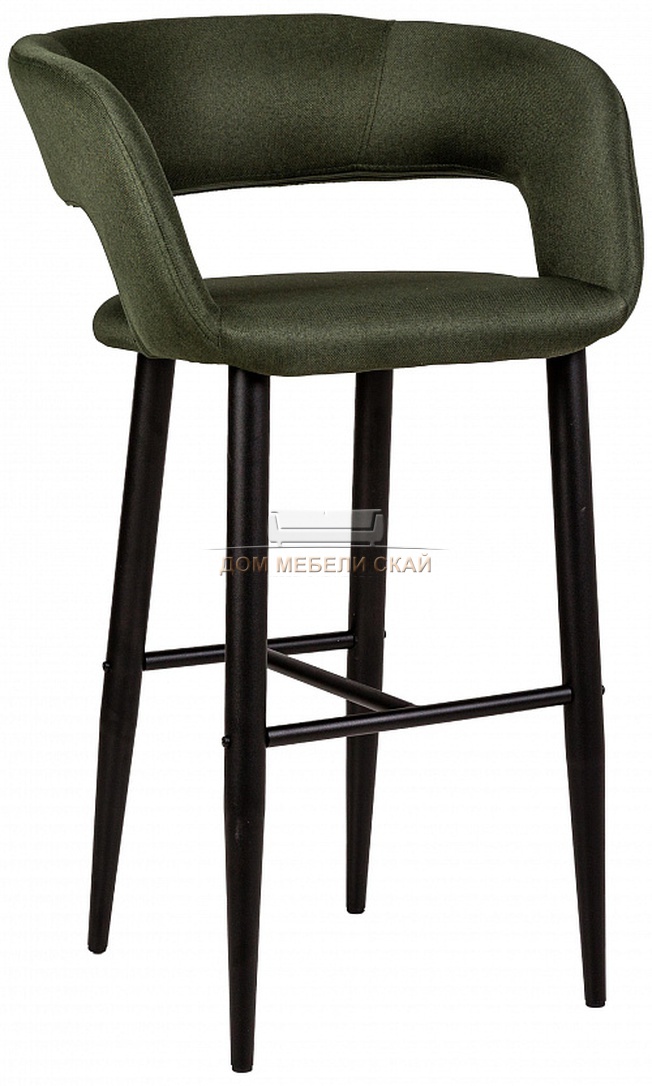 Стул-кресло барное Walter, рогожка темно-зеленого цвета/черный