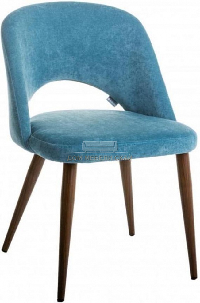 Стул-кресло Lars, микровельвет голубого цвета/темный орех