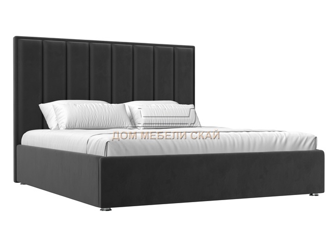 Кровать двуспальная 160x200 Афродита с ПМ, серый велюр