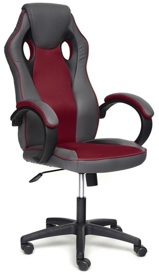 Игровое кресло Racer GT, экокожа металлик/сетка бордо