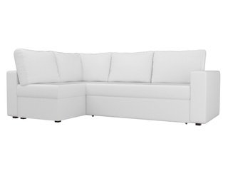 Угловой диван-кровать левый Оливер, белый/экокожа