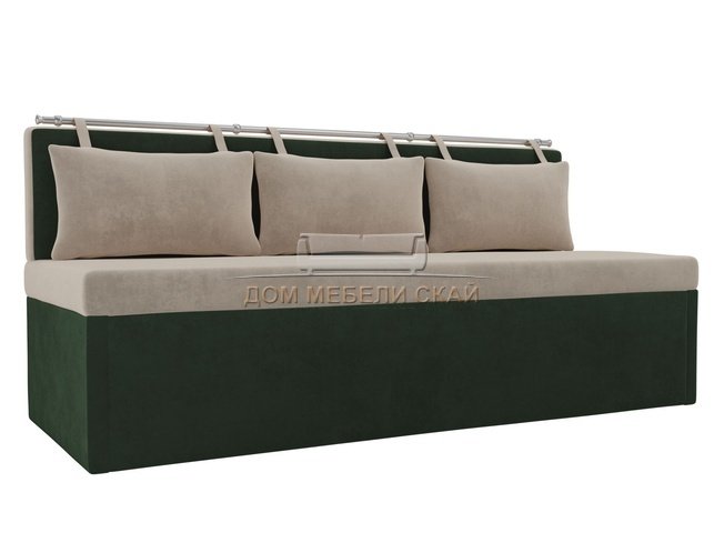Кухонный диван со спальным местом Метро, бежевый/зеленый/велюр