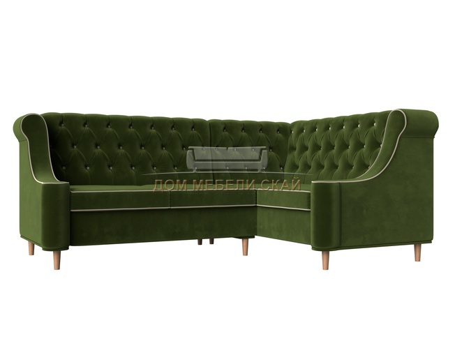Угловой диван правый Бронкс, зеленый/микровельвет