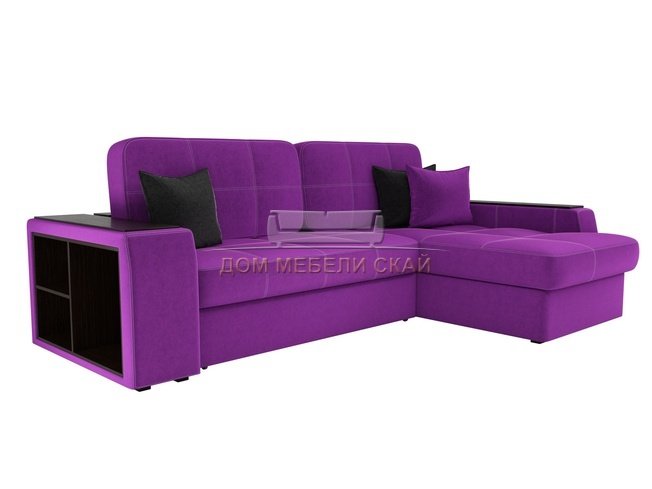 Угловой диван-кровать правый Брюссель, фиолетовый/микровельвет