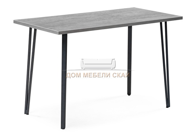 Стол обеденный Денвер Лофт 120, 25 мм бетон/черный матовый