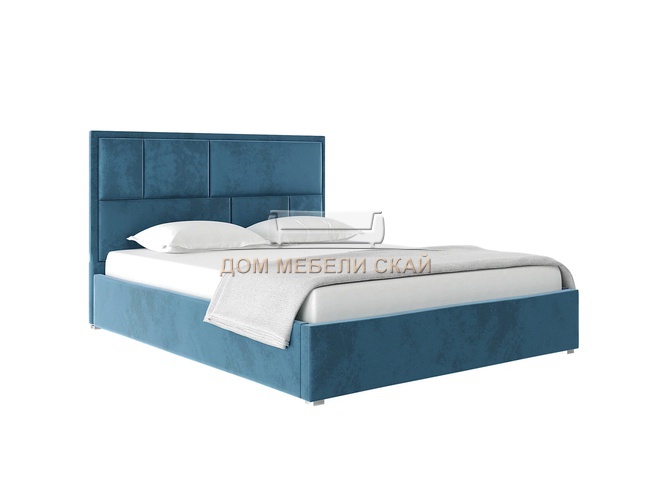 Кровать двуспальная 160х200 MADISON с ПМ, велюр синий