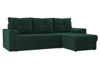 Угловой диван-кровать правый Верона, зеленый/велюр