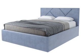 Кровать двуспальная 160х200 Лима с ПМ, серо-голубой велюр