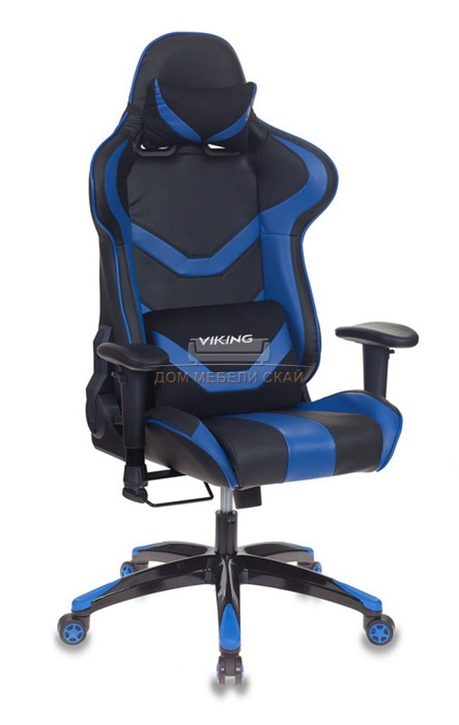 Кресло игровое CH-772N, черная экокожа/синие вставки
