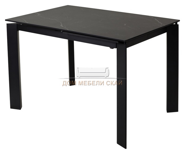 Стол обеденный раздвижной CORNER 120, MATT BLACK MARBLE SINTERED STONE/BLACK