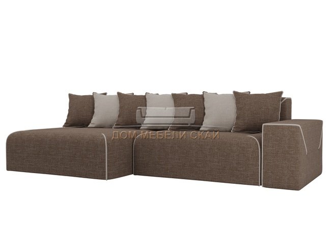 Угловой диван-кровать левый Кёльн, коричневый/бежевый/рогожка
