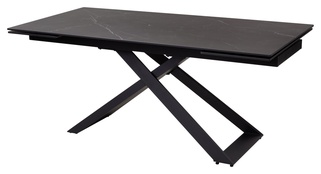 Стол обеденный раздвижной LIVORNO 180, MATT BLACK MARBLE SINTERED STONE/черный