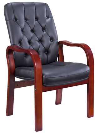 Кресло офисное Monaco Wood CF, экокожа черная