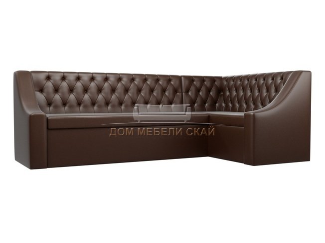 Кухонный угловой диван правый Мерлин, коричневый/экокожа