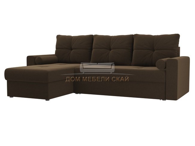 Угловой диван-кровать левый Верона, коричневый/микровельвет