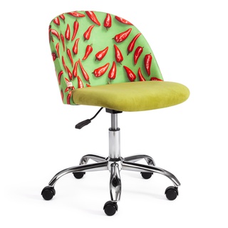 Кресло офисное MELODY, флок светло-зеленый олива 23/ткань Botanica 03 pepper