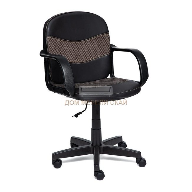 Кресло офисное Багги Baggi, черная экокожа/бежевая ткань