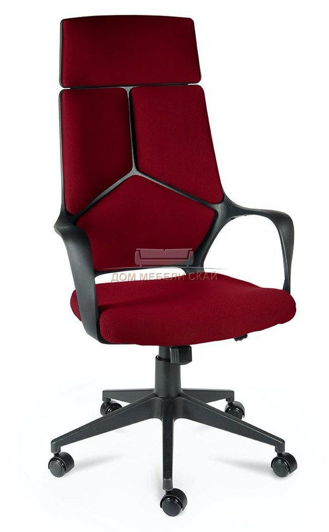 Кресло офисное IQ, черный пластик/темно-красная ткань