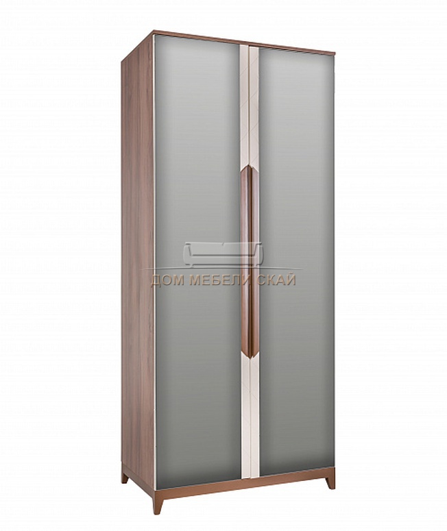 Шкаф 2-дверный с зеркалами Сканди, бежевый/орех табак