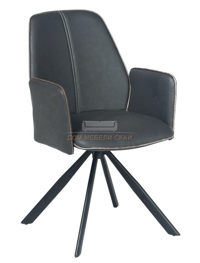 Кресло на металлокаркасе NORD, экокожа серого цвета/черный каркас