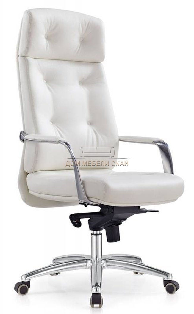 Кресло руководителя DAO, белая натуральная кожа